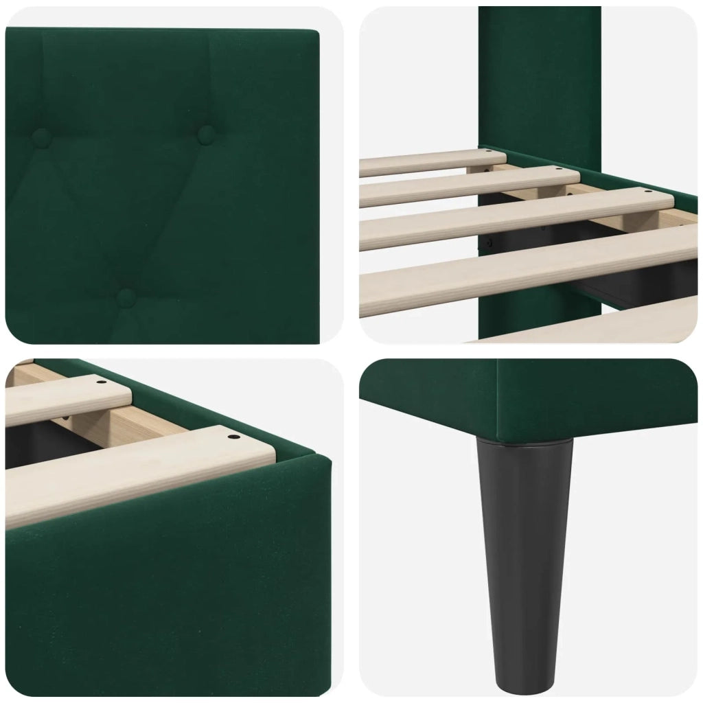 Letto matrimoniale | Letto per adulti | Struttura del letto Verde Scuro 180 x 200 cm Velluto