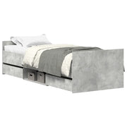 Letto singolo | Letto per adulti | Giroletto con Testiera e Pediera Grigio Cemento 90x200 cm