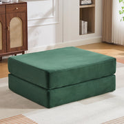 Poggiapiedi Convertibile con Funzione Letto, Struttura Modulare in Velluto Corduroy, Smeraldo
