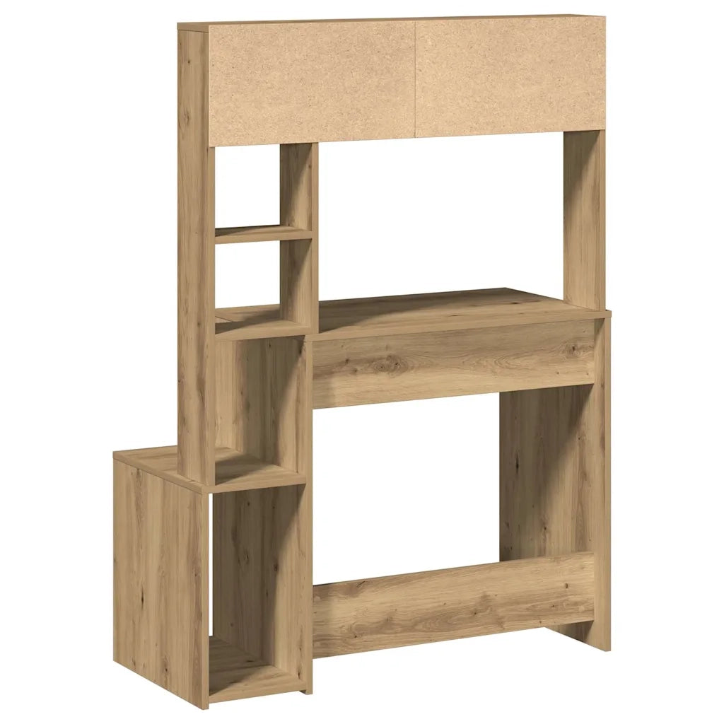 Scrivania | Tavolo da Ufficio Mensole Rovere Artigianale 100x45x140 cm Truciolato
