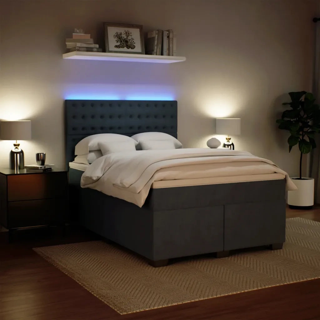 Giroletto a Molle con Materasso Grigio Scuro 160x200 cm Velluto 3293267