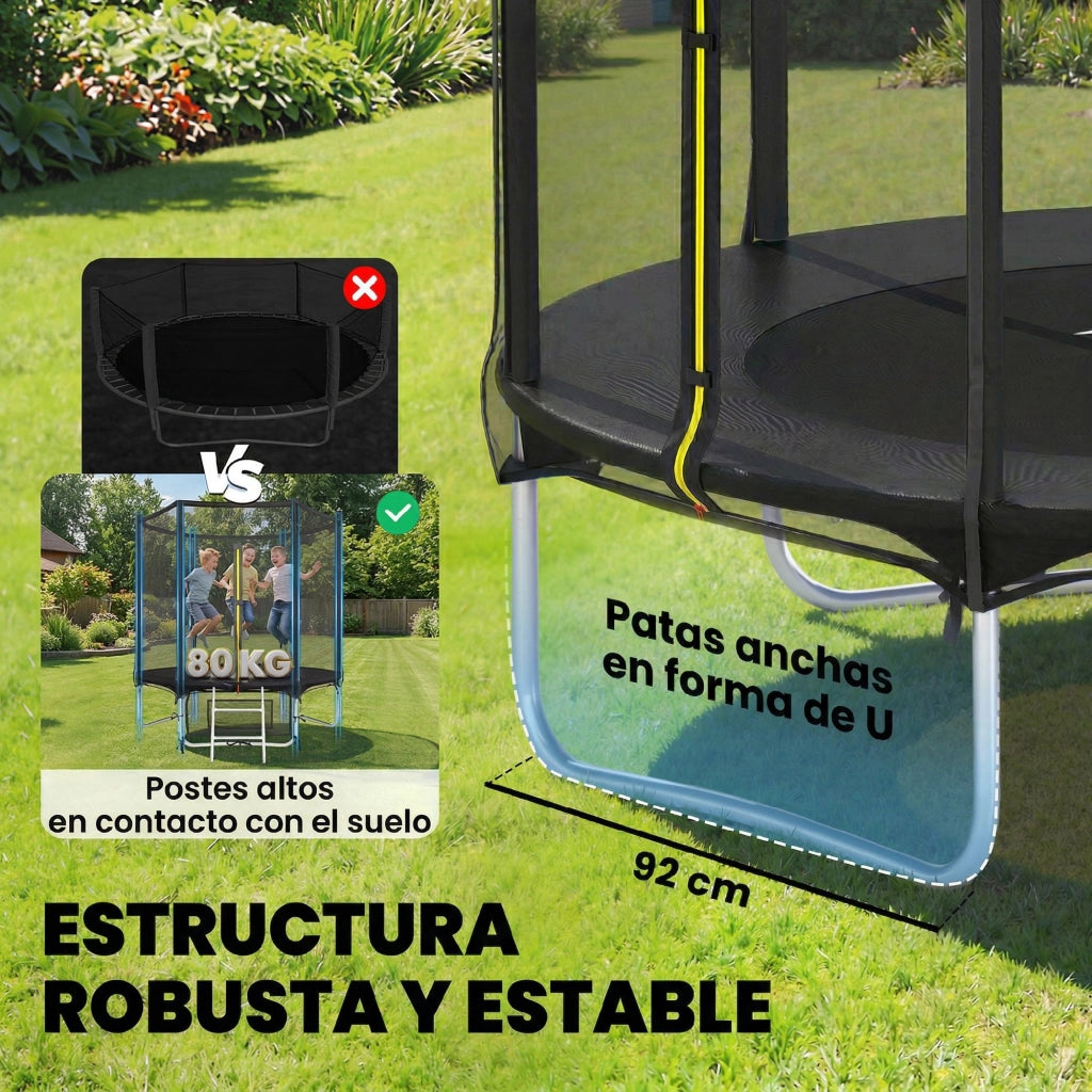 Trampolino da giardino ?183 cm ¨C Xylo ¨C con rete di sicurezza e scala, nero