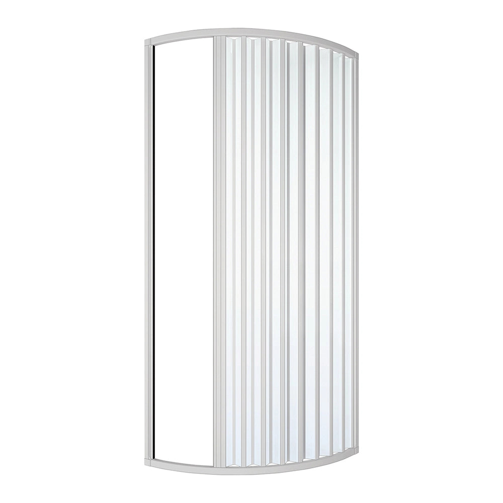 Box doccia 70x90 semicircolare a soffietto in PVC bianco apertura sul laterale sinistro e chiusura calamitata Teti
