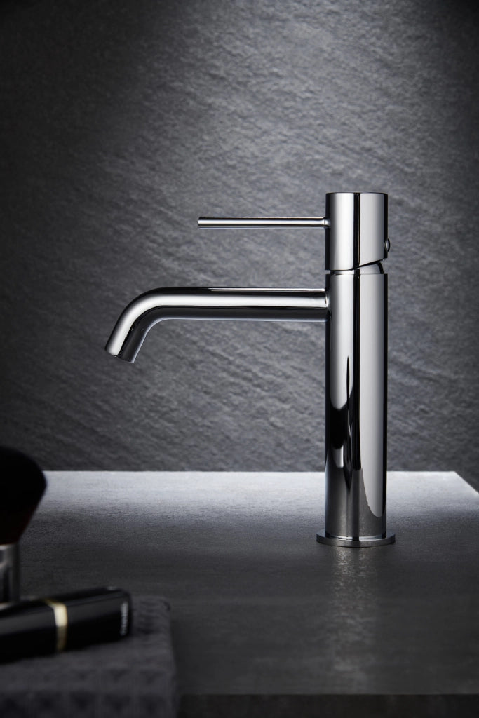 IMEX Miscelatore lavabo monocomando cromato in ottone e zama con cartuccia ceramica Ø26 mm e tubi flessibili 3-8 serie MONZA Imex-BDM039-1