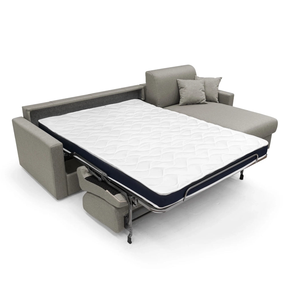 Chris Divano letto angolare 5 posti in tessuto impermeabile T13 268 cm Destro (mat 140x197) tortora