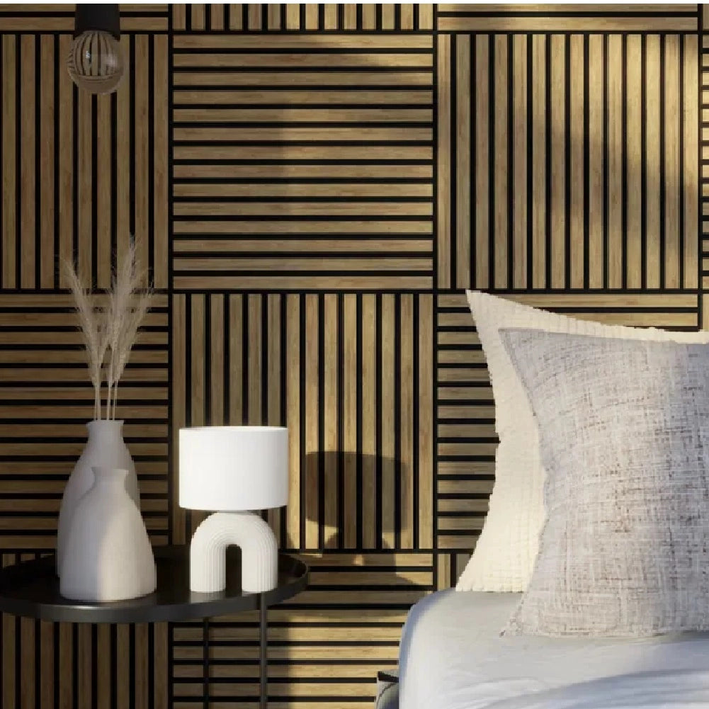 Pannelli Acustici Fonoassorbenti 2pz 60x120cm Decorativi Moderno Rovere Teak 3D