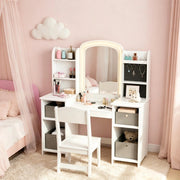 Set da parrucchiere per bambini con sgabello e specchio a LED, tavolo da trucco per bambini dai 3 agli 8 anni.