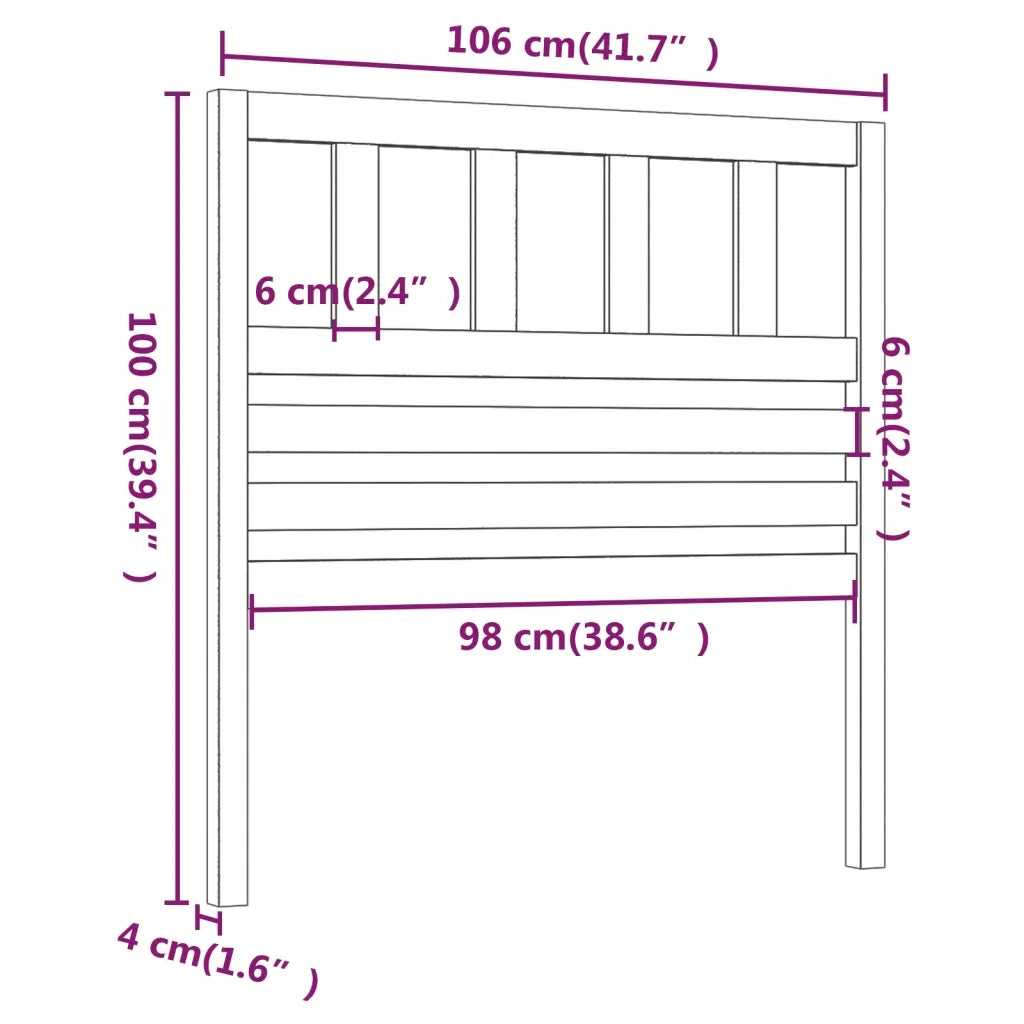 Testiera per Letto-Testata-Testiera Decorativa Nera 106x4x100 cm in Legno Massello di Pino 488218