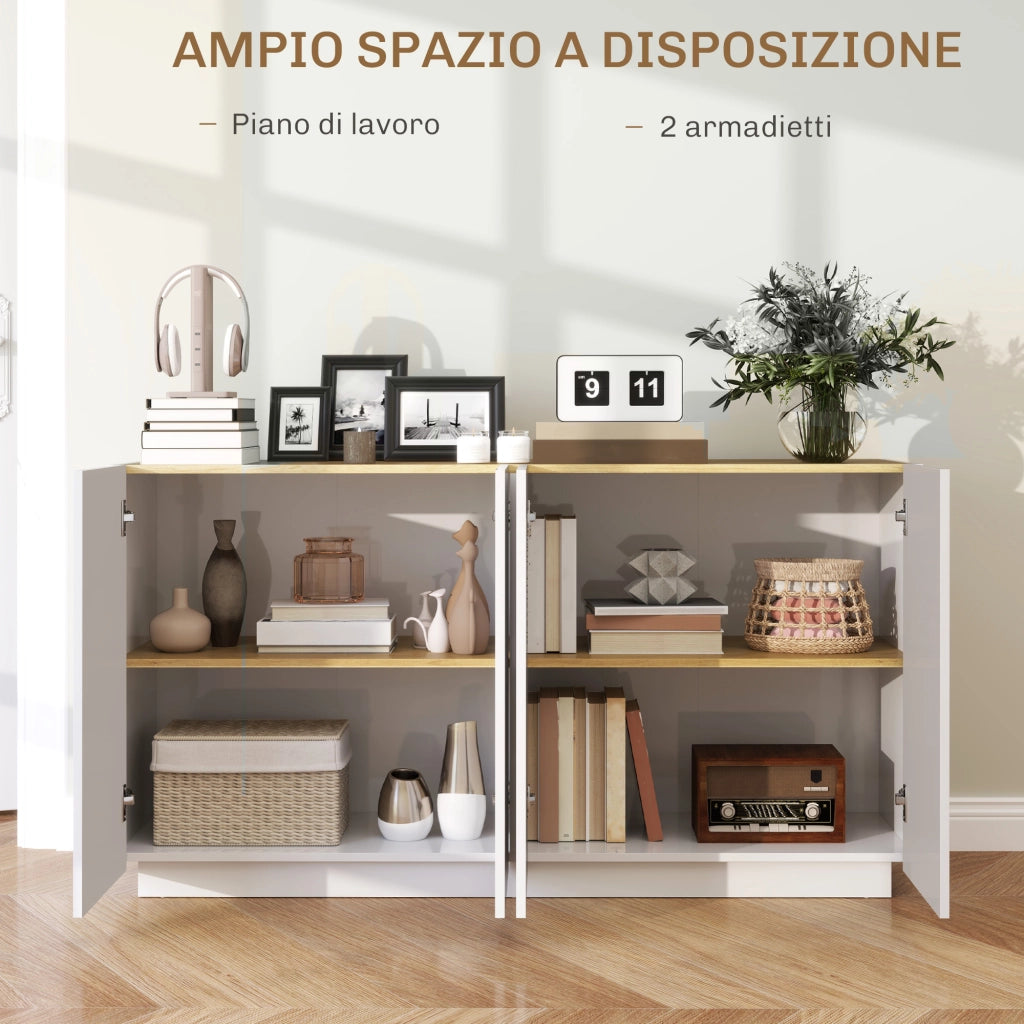 Credenza ¨C zephmum ¨C Bianco Lucido 140x40x75