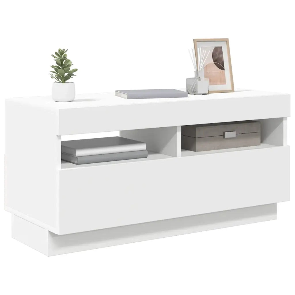 Mobile Porta TV con Luci LED-Credenza TV Bianco 80x35x40 cm