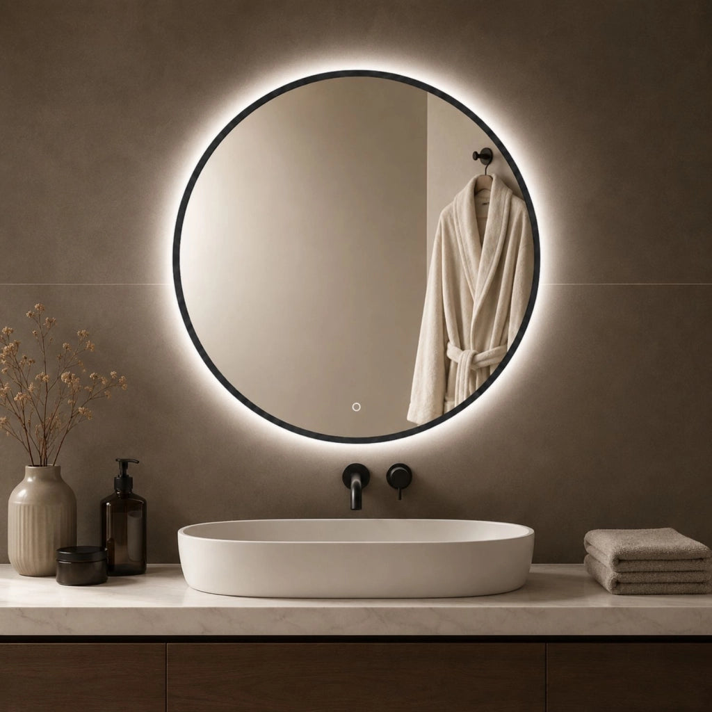 Specchio tondo retroilluminato led con interruttore touch *** misura Ø50, tonalità standard 6000-6500k, confezione 1