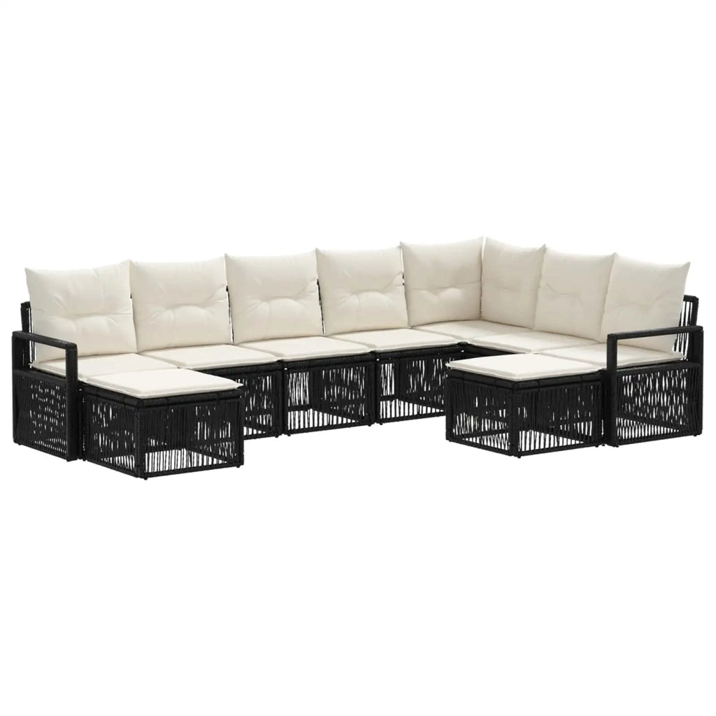 Set Divano da Giardino 9 pz Nero polyrattan 3435898