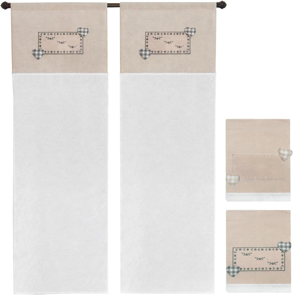 Tende Porta Finestra 60x150 cm Coppia 2 Pz Interno Semitrasparente Tessuto Pendente Beige