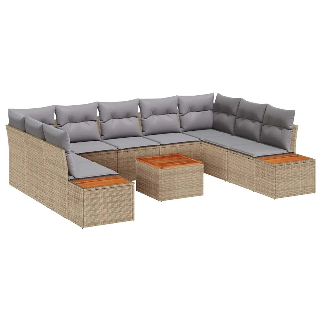 Set Divano da Giardino 5 pcs Beige e Grigio Chiaro Polyrattan 3356840