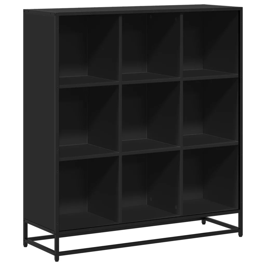 Libreria-Scaffale per Libri-Mobile di Stoccaggio Nera 97,5x33x107,5 cm in Truciolato e Metallo