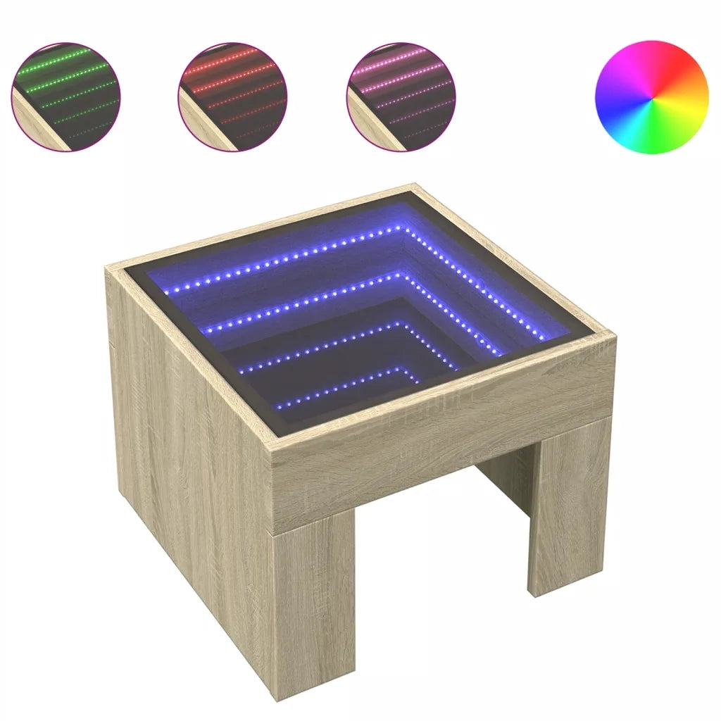 Comodino con LED Infinity Rovere Sonoma 40x40x30 cm 3284072