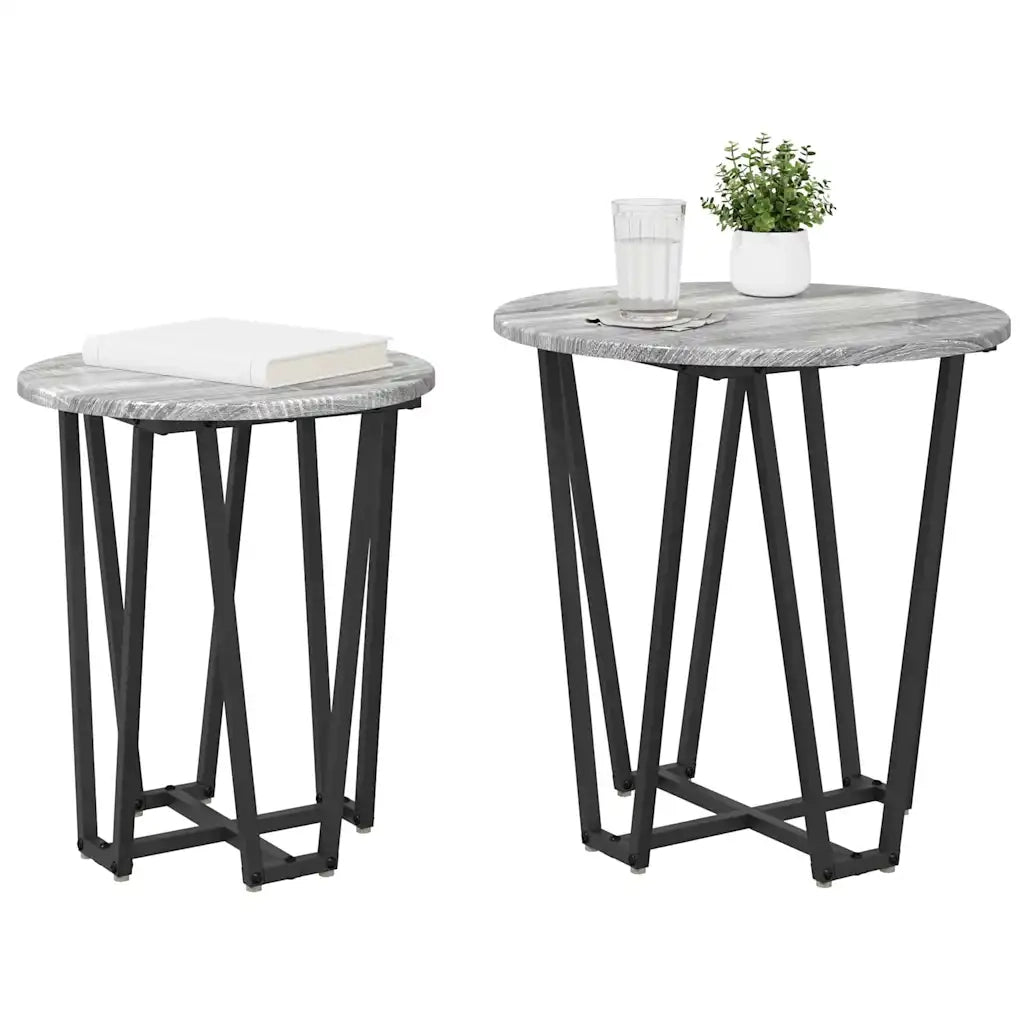 Set tavolini 2 pz | Tavolo laterale Grigio Sonoma e Nero