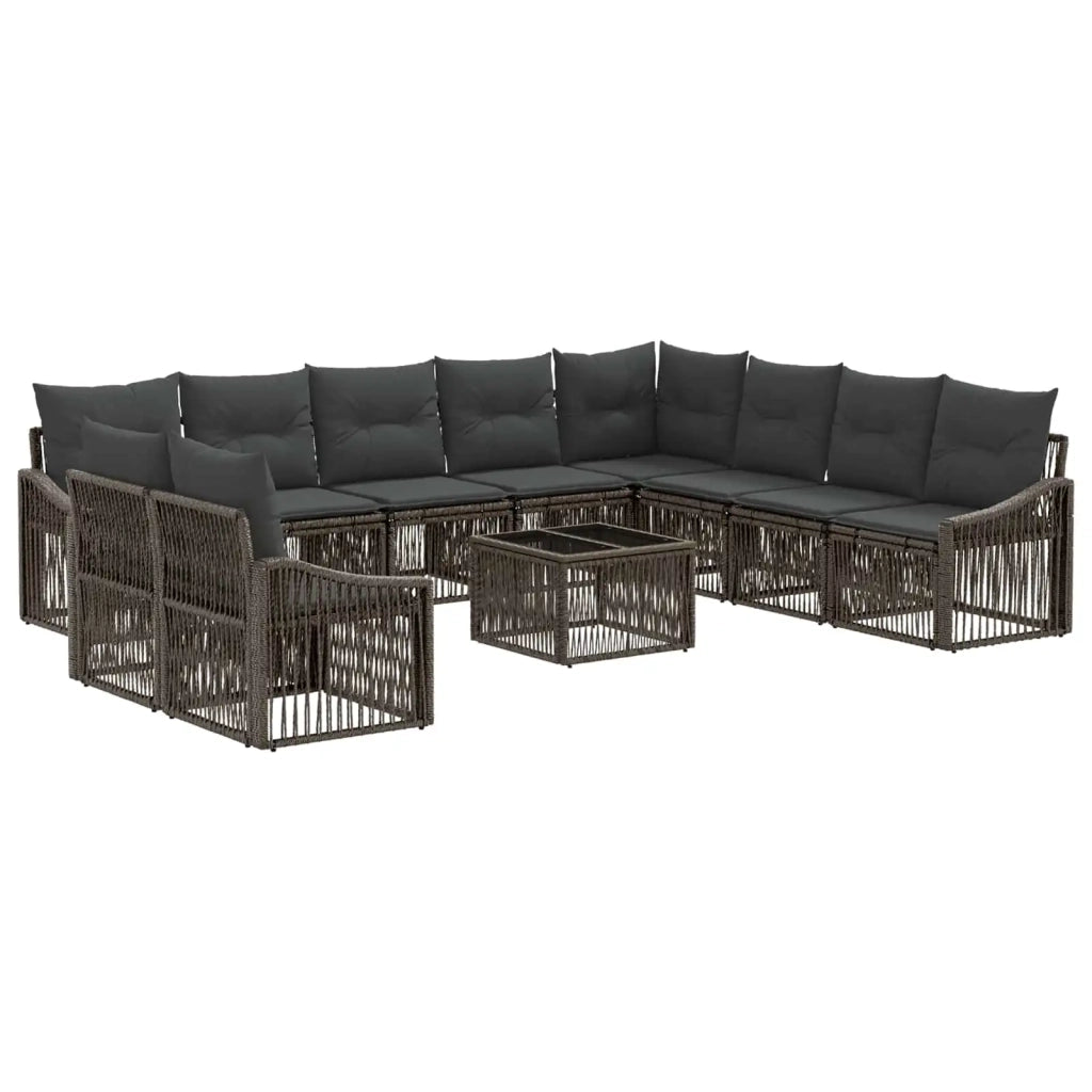 Set Divano da Giardino 11 pz Grigio polyrattan 3436055
