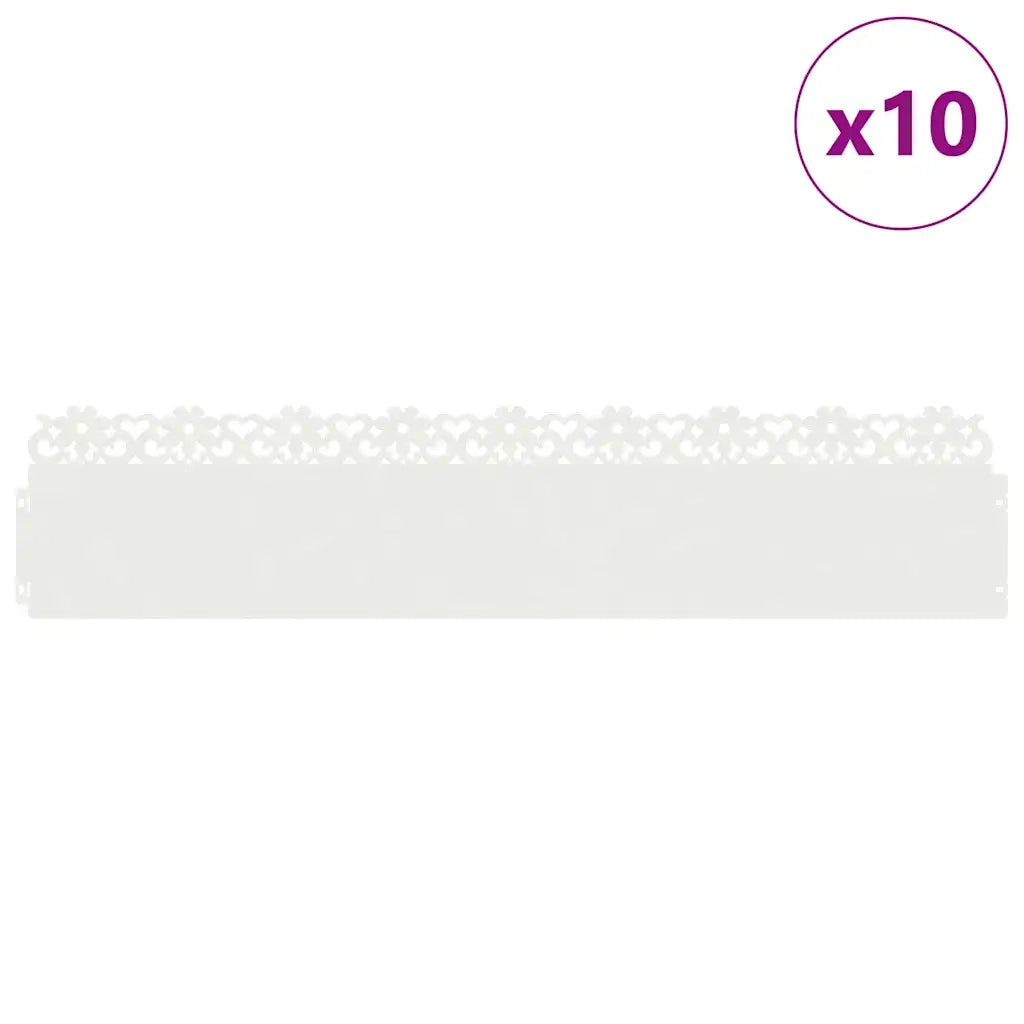 Bordure per prato 10 pcs Bianco 103 x 0,05 x 22 cm Acciaio 874768