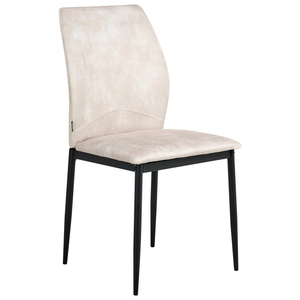 Set di 4 sedie da pranzo Rivestimento in tessuto Seduta imbottita Gambe in ferro beige chiaro