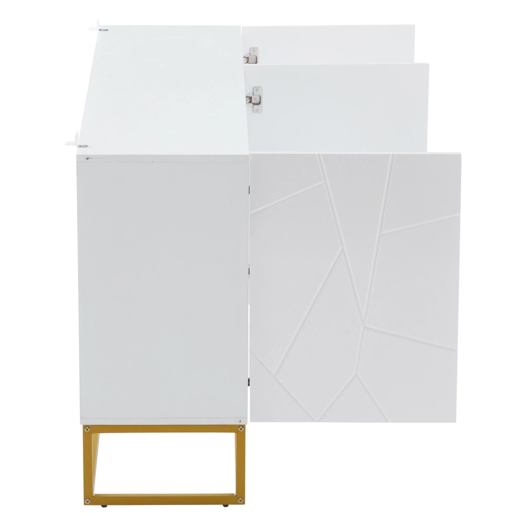 SIDEBOARD 130 cm Bianco/Oro con 3 ante e ripiani regolabili