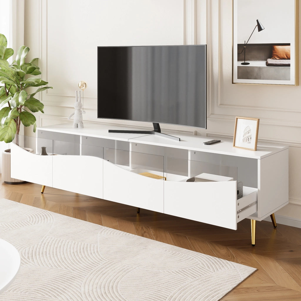 Cassettiera per TV bianca in MDF lunghezza 180 cm