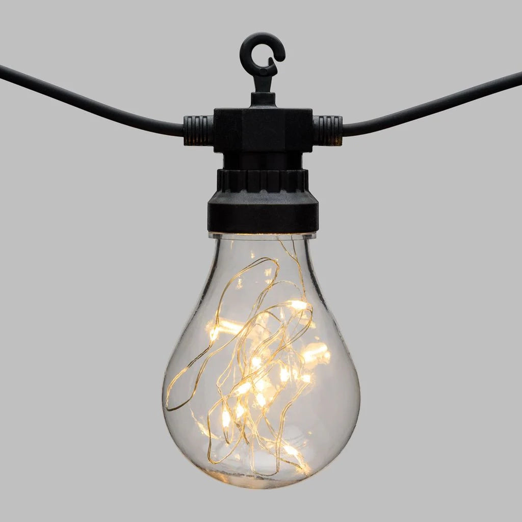 Catena 10 lampadine a goccia led bianco caldo, Ø 67 mm - 10 METRI