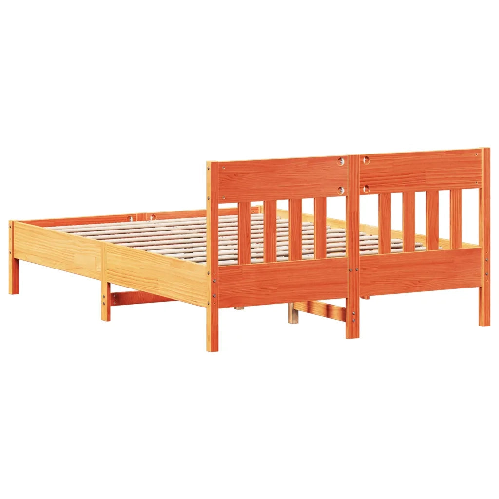 Letto senza Materasso Marrone Cera 140x190 cm in Legno di Pino 842665
