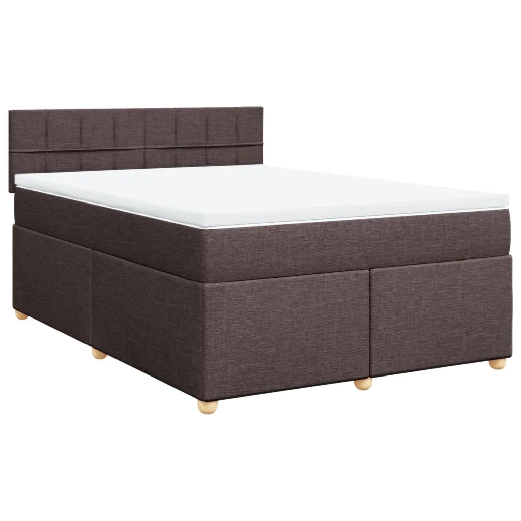 Giroletto a Molle con Materasso Marrone Scuro 140x190cm Tessuto
