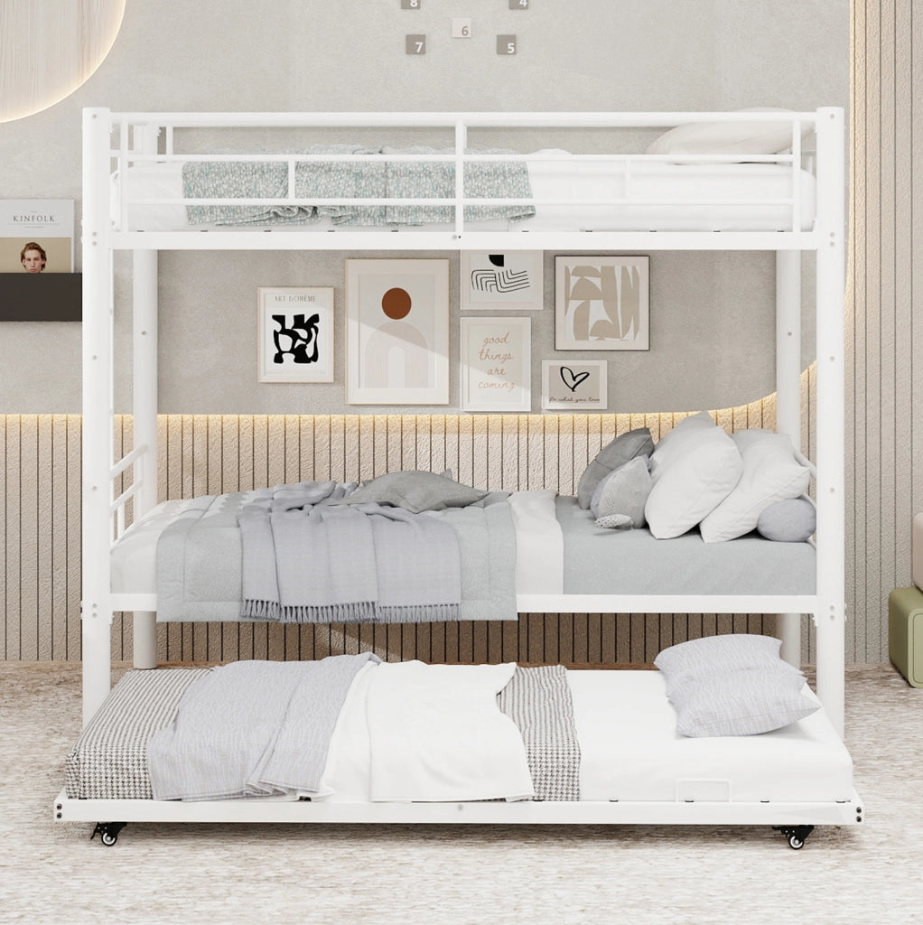 Letto a castello convertibile in due letti in ferro bianco