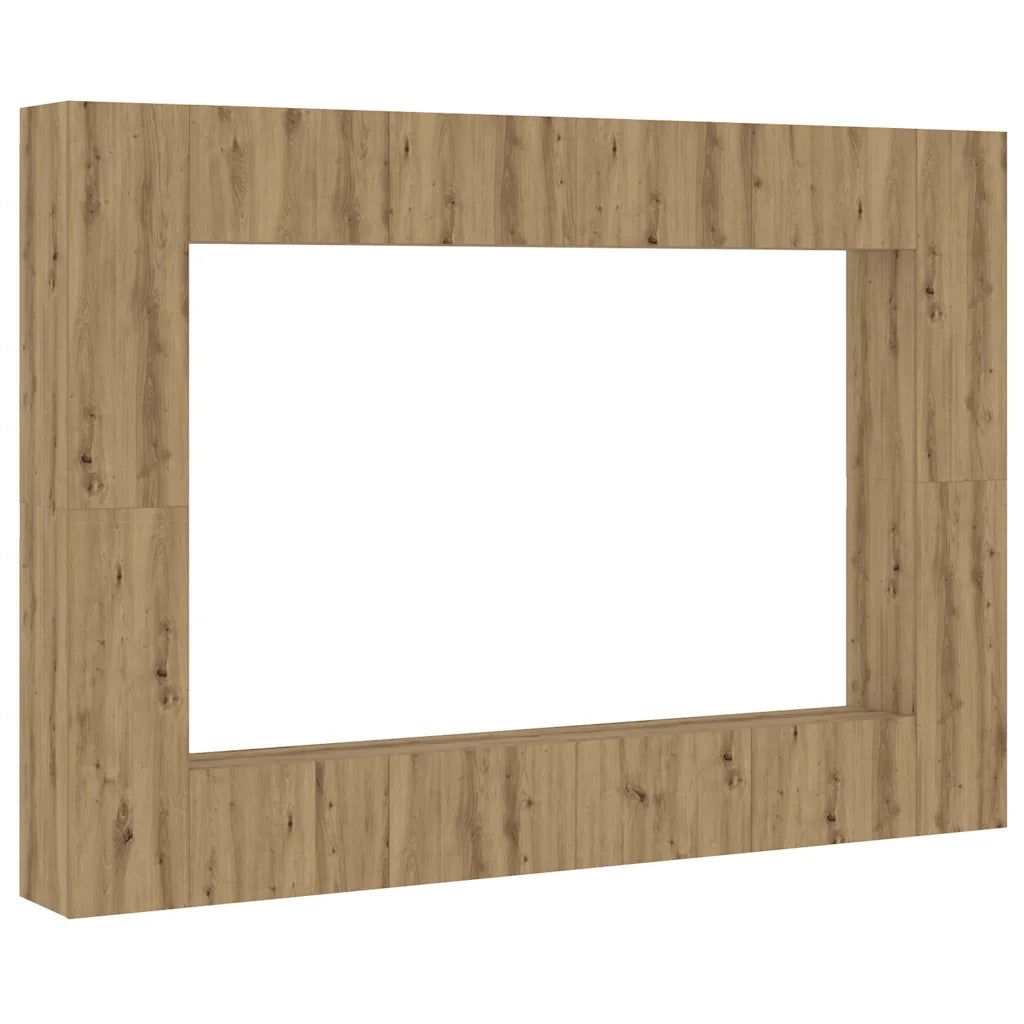 Set Mobile TV 8 pz Montato a Parete Rovere in Legno Multistrato 3328978