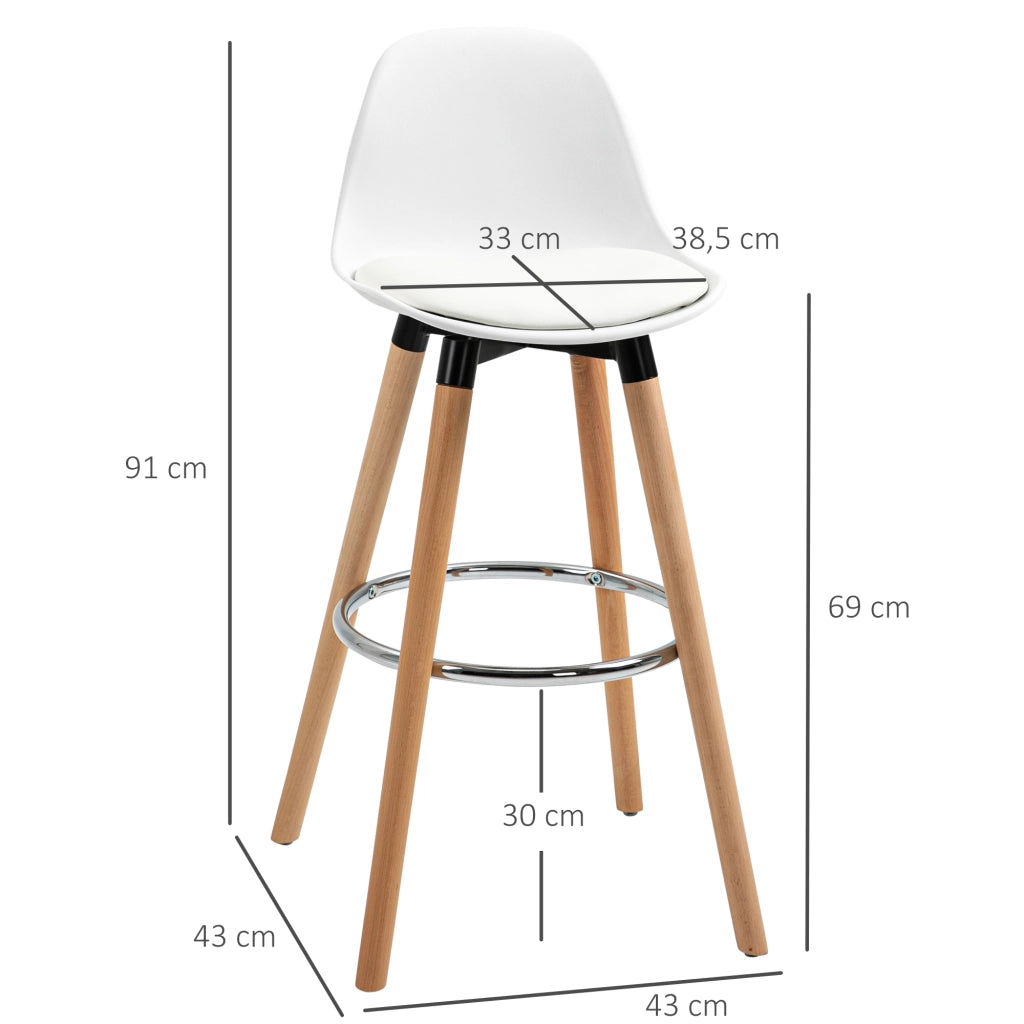 Sgabelli da Bar ¨C Minimal ¨C Bianco 43x43x91 cm