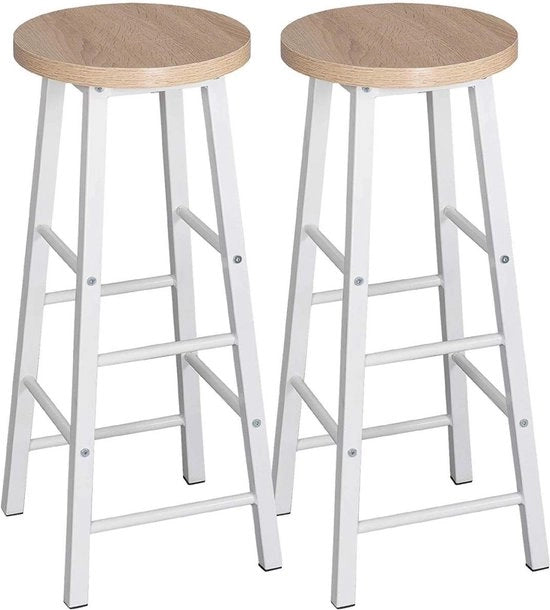 Barstoli in legno di quercia - Altezza seduta 71cm - Set da 2 - Cucina - Sedili bar - Senza schienale - Legno