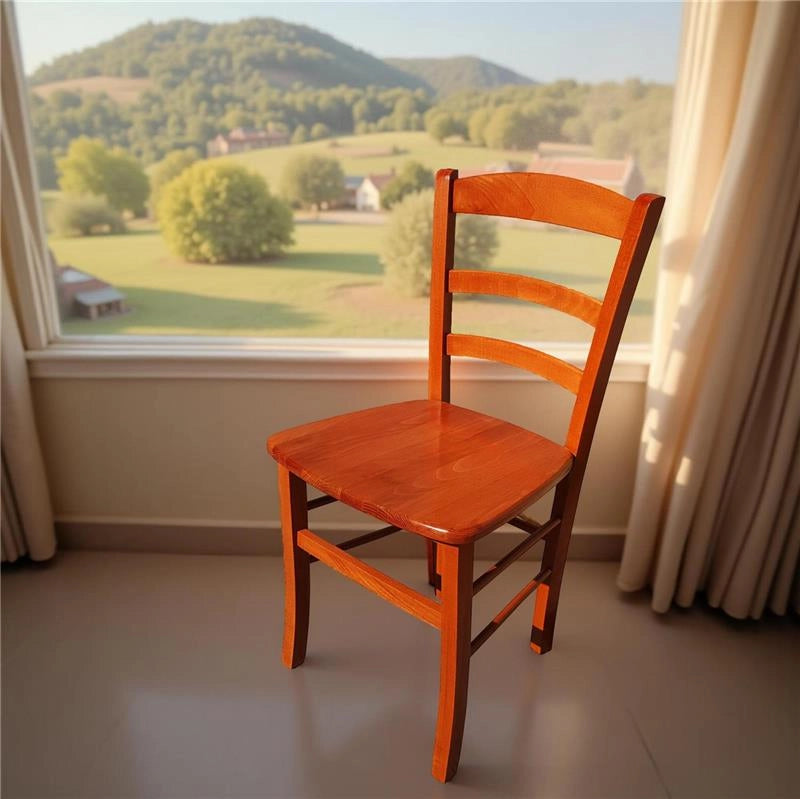 SEDIA IN LEGNO COLORE CILIEGIO 45X45X88 CM CM MODELLO PAESANA CON SEDUTA COMPATTA IN LEGNO MASSELLO SCHIENALE ALTO - 4 PZ