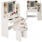 Toeletta da trucco + sgabello da trucco con specchio LED in stile glamour loft