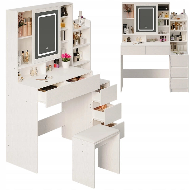 Toeletta da trucco + sgabello da trucco con specchio LED in stile glamour loft
