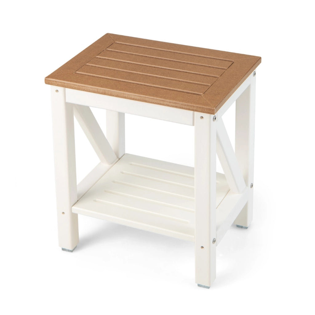 Sgabello da doccia a 2 livelli con ripiano portaoggetti e portata 150 kg, Sgabello da bagno impermeabile Marrone