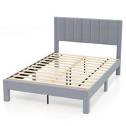 Struttura letto matrimoniale 200x140 CM con testiera in velluto morbido e supporto doghe-Letto piattaforma imbottito Grigio