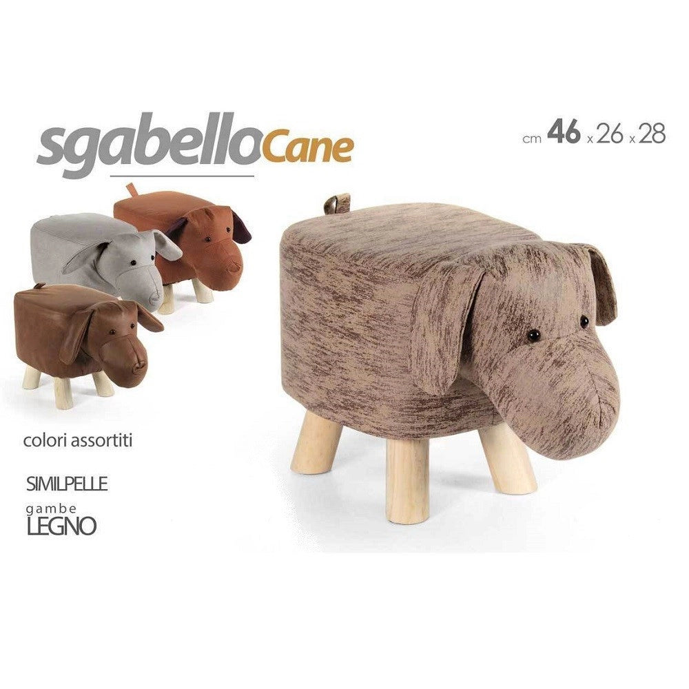 Trade Shop - Pouf Cane Bambini Sgabello Poggiapiedi Imbottito Piedi Legno 46x26x28 Cm 808692 -