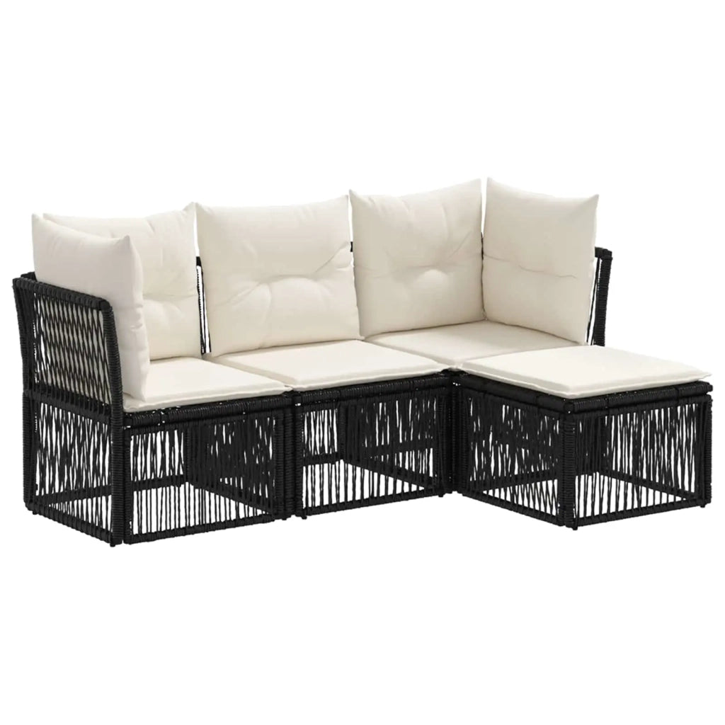 Set Divano da Giardino 4 pz Nero polyrattan 3434197