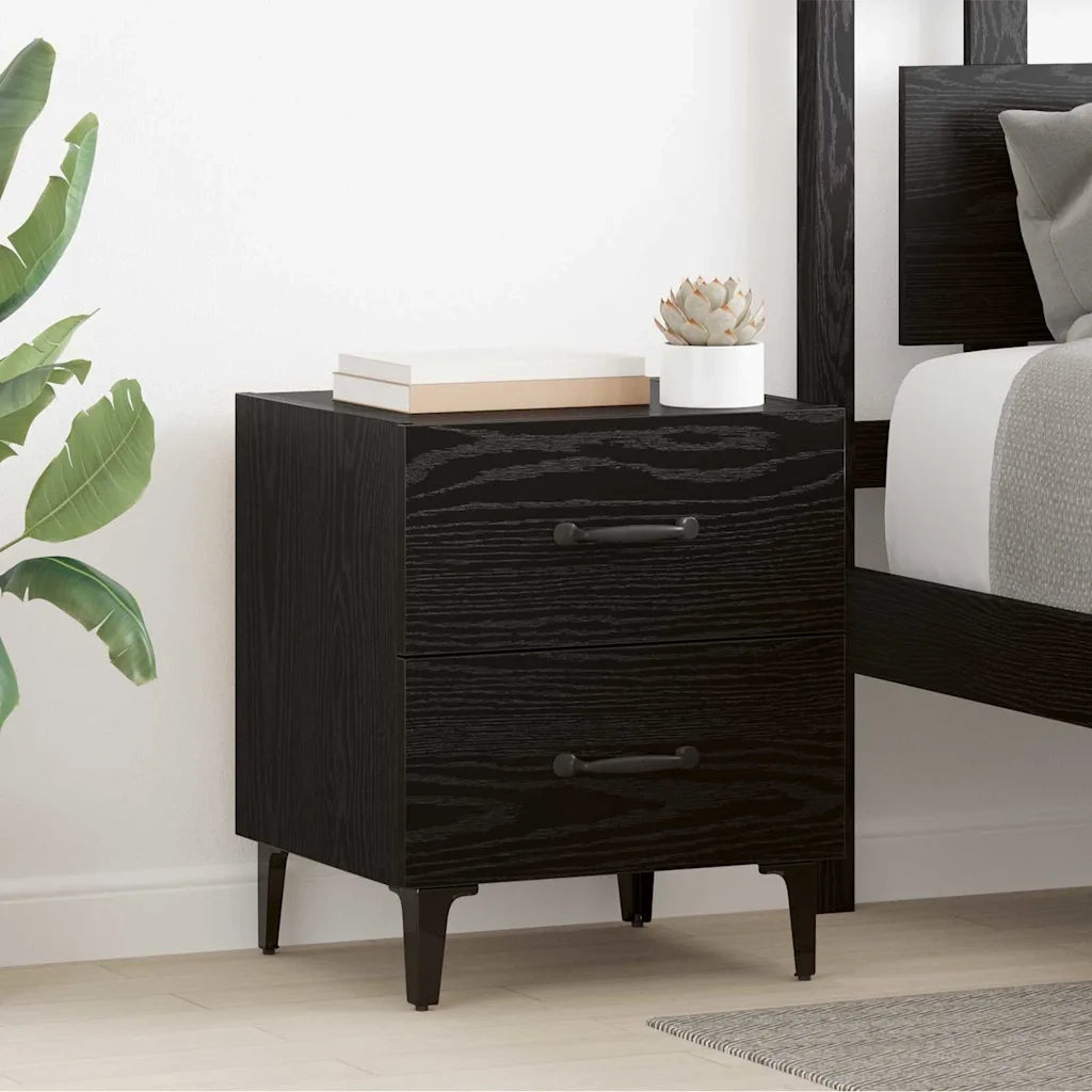 Armadietto per letto con cassetto Rovere Nero 40 x 35 x 47,5 cm 880569