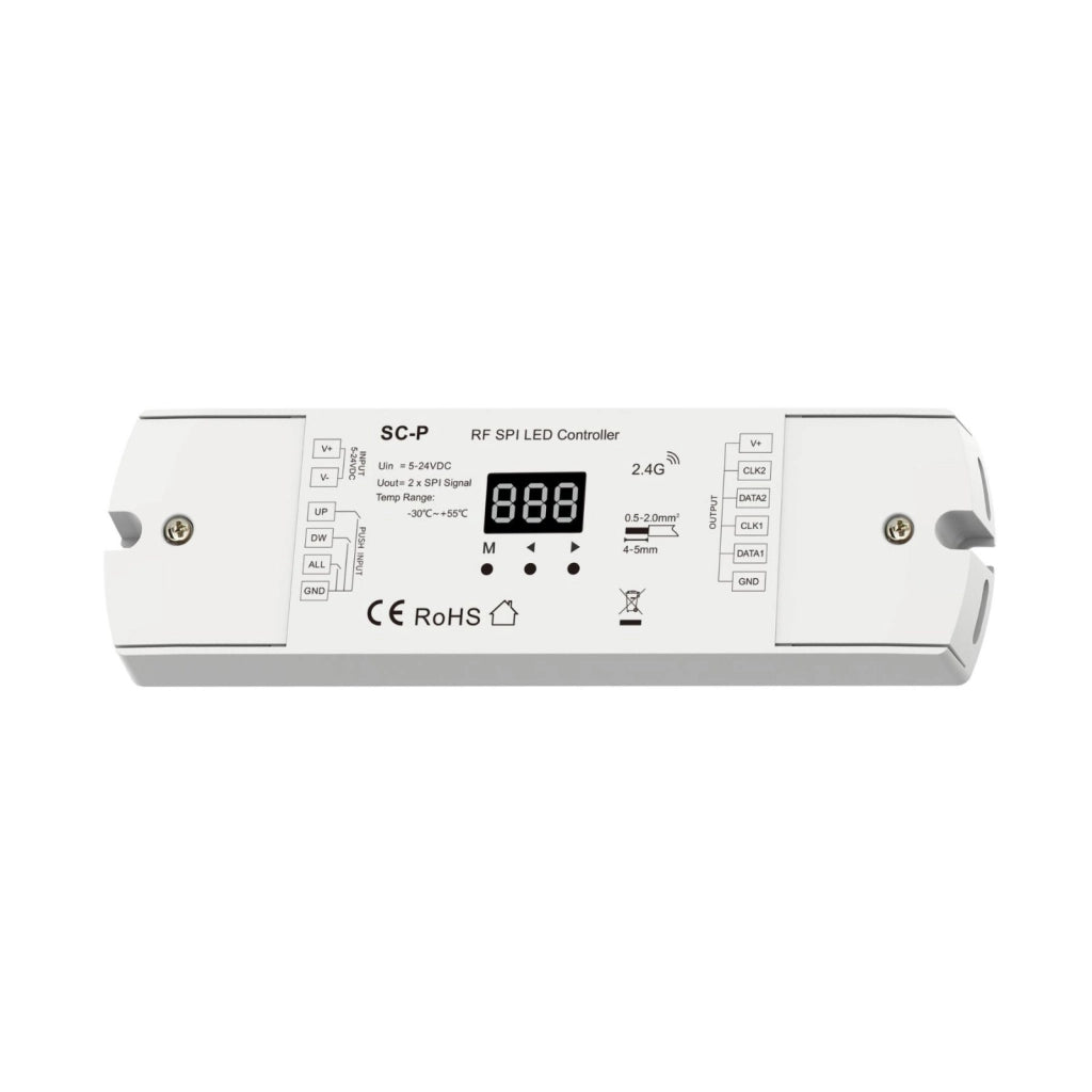 Controller SPI per Strisce LED Running Scale, RF 2.4GHz, 3 Push Pulsanti, 5-24V DC