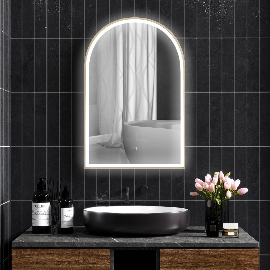Specchio LED da Bagno ¨C zephmum ¨C Bianco, Alluminio, 90x60cm