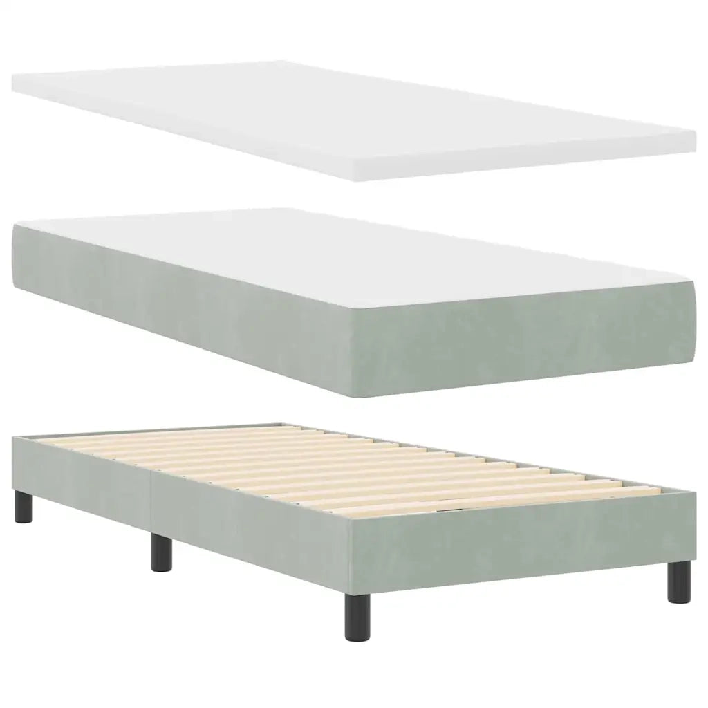 Letto a molle con materasso Grigio chiaro 90 x 200 cm Velluto 3339212