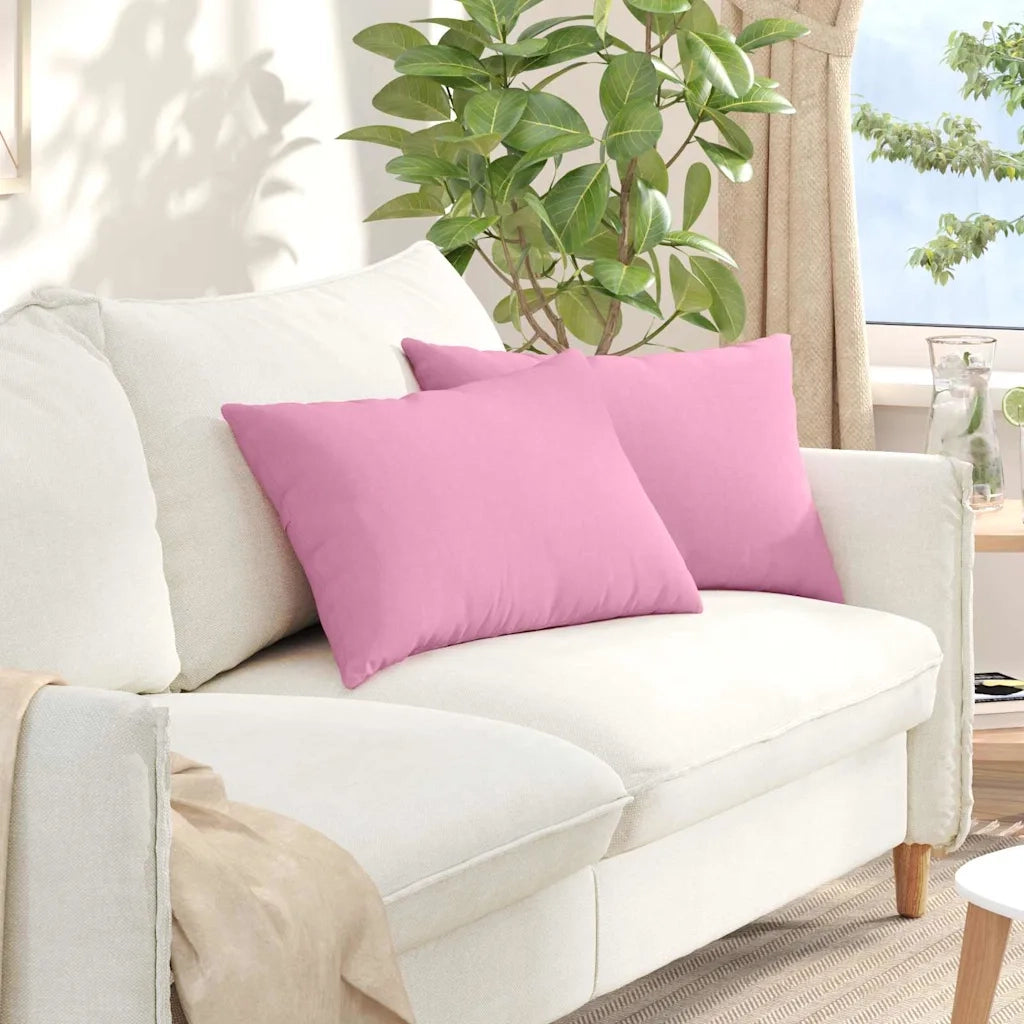 Cuscini da Divano 2 pz-Set di 2 Cuscini per Sofa Rosa 60 x 40 cm Tessuto