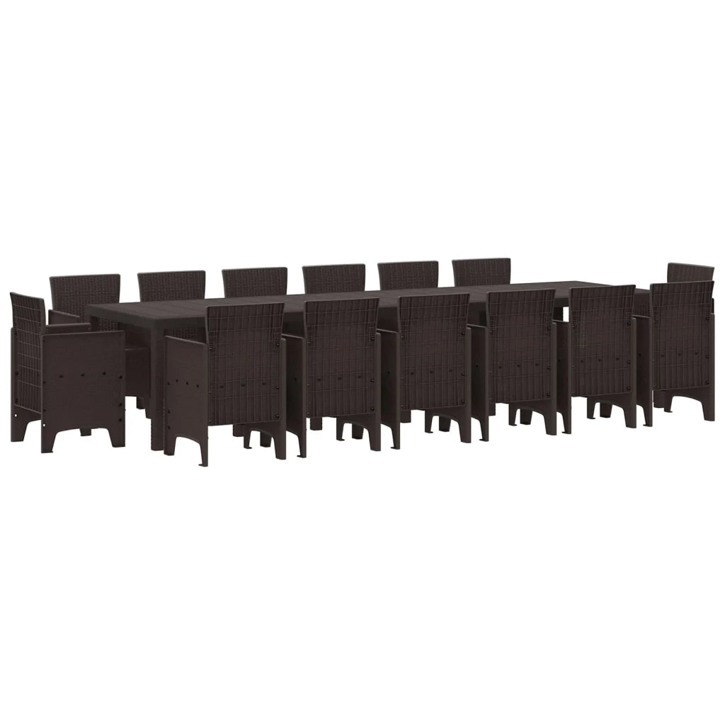 Set da Pranzo per Giardino 15 pcs Marrone Rattan Polt 3378637