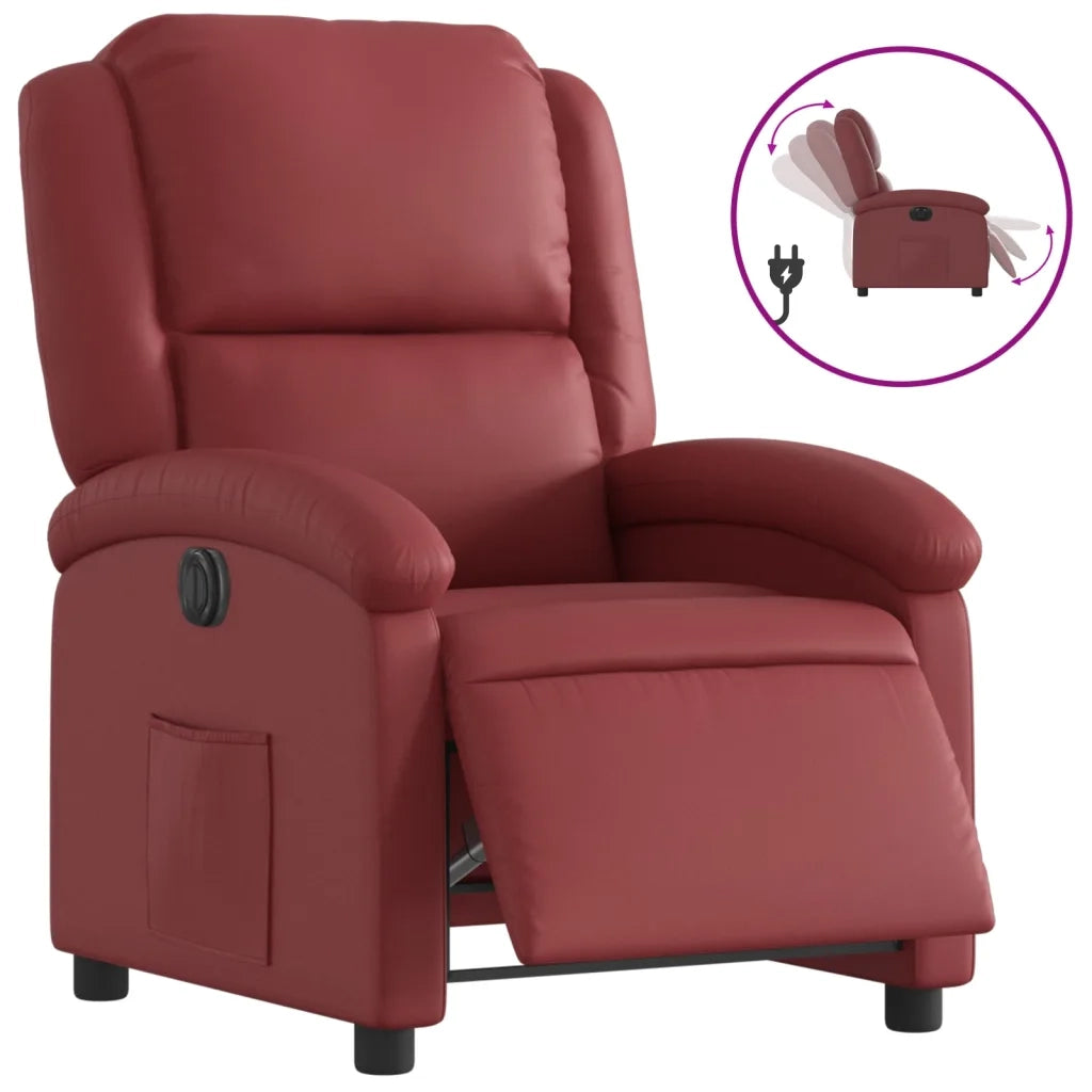 Poltrona | Sedia Relax Reclinabile Elettrica Rosso Vino in Similpelle