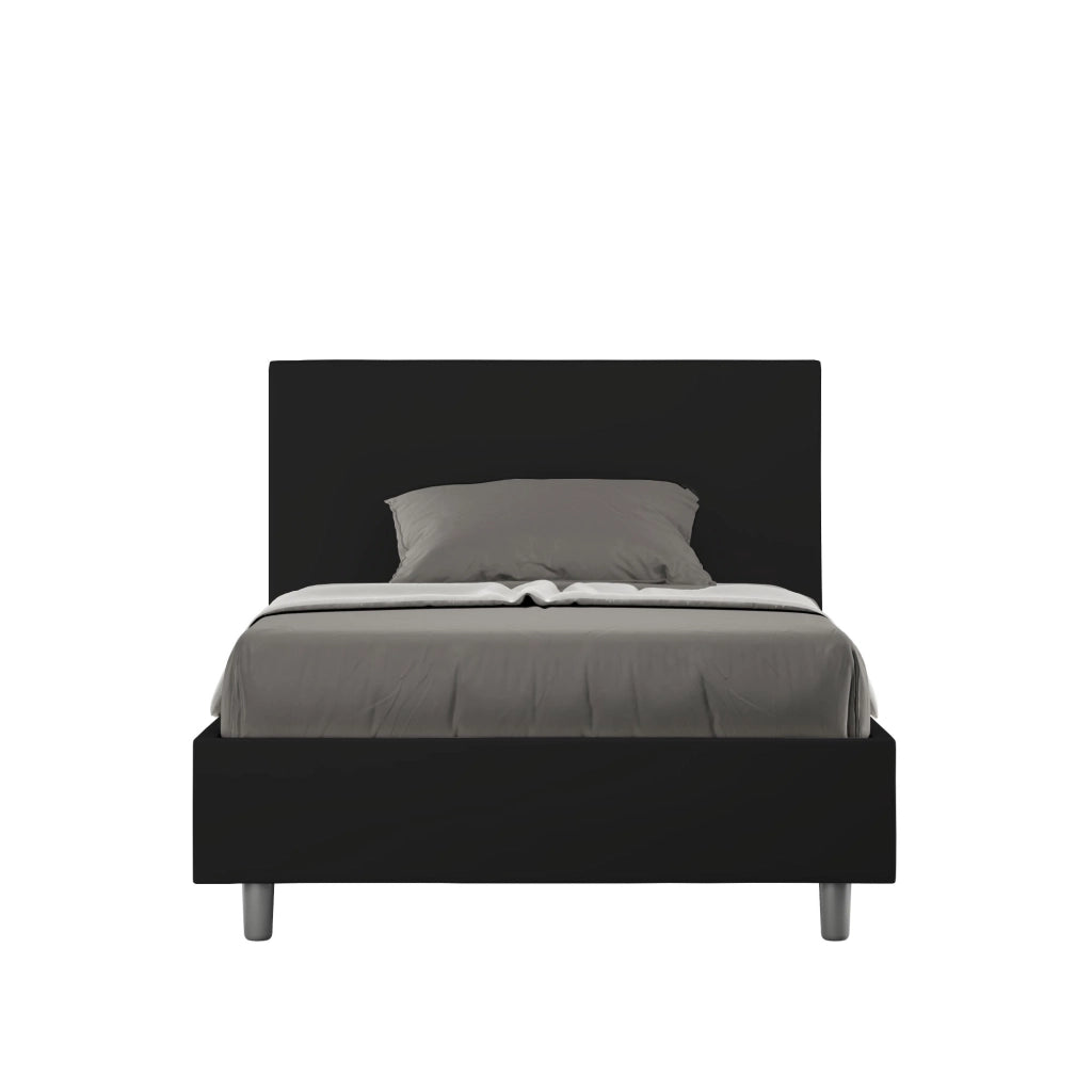 BS COM Letto una piazza e mezza con rete imbottito 120x190 similpelle nero