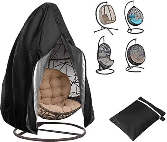 Sedia per Giardino - Impermeabile - Resistente al Vento e UV - Adatta per Sedia da Giardino - Chiusura con Cerniera Robusta - Per Utenti di Giardino - Nero - 190x115 cm - 1 Unita
