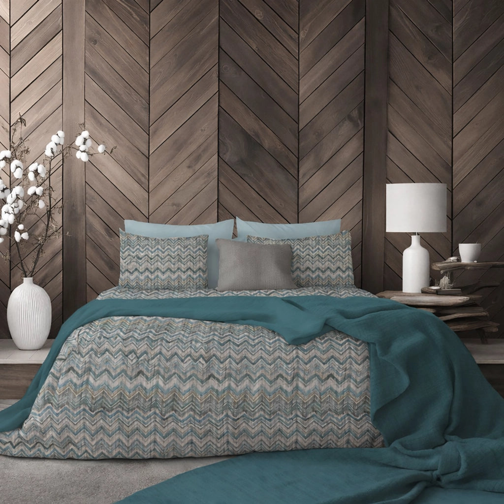 Rosotema, set Completo Letto Piazza e Mezza in Percalle, blu